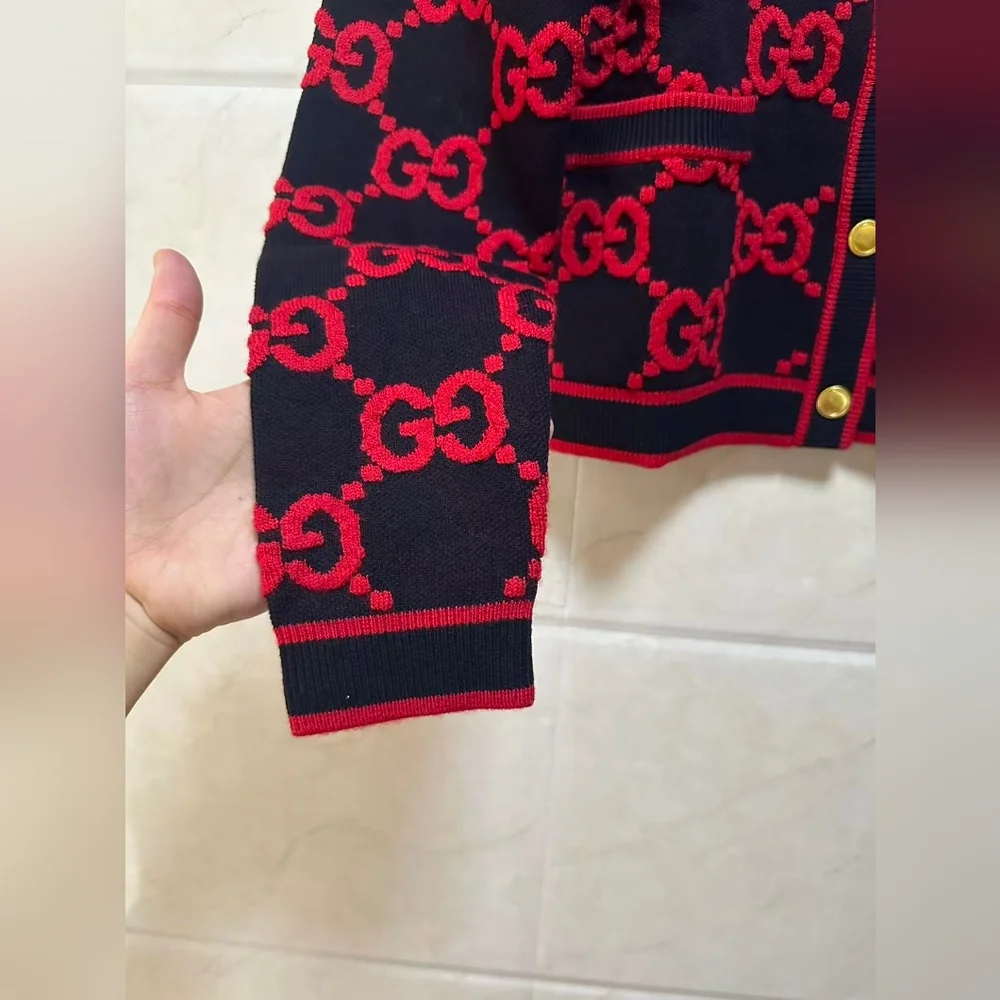 Gucci GG Jacquard Wool blend Knit Cardigan - Picture 6 of 16